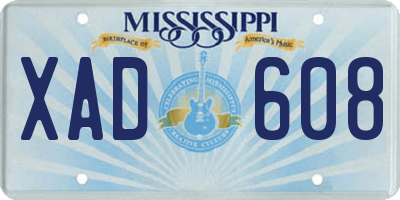 MS license plate XAD608