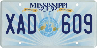 MS license plate XAD609