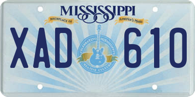 MS license plate XAD610