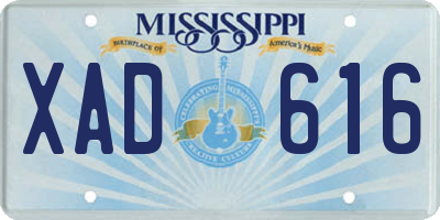 MS license plate XAD616