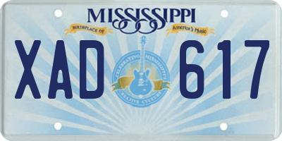 MS license plate XAD617