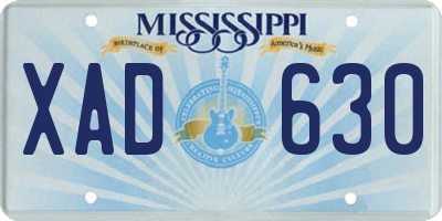MS license plate XAD630