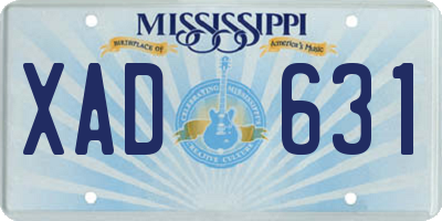 MS license plate XAD631