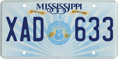 MS license plate XAD633