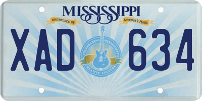 MS license plate XAD634