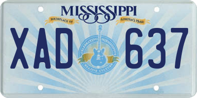 MS license plate XAD637