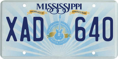 MS license plate XAD640