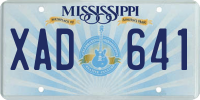 MS license plate XAD641