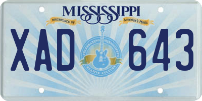 MS license plate XAD643