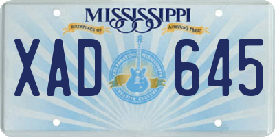 MS license plate XAD645