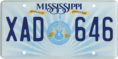 MS license plate XAD646