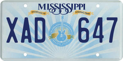 MS license plate XAD647