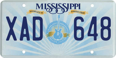 MS license plate XAD648