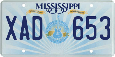 MS license plate XAD653