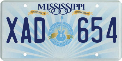 MS license plate XAD654