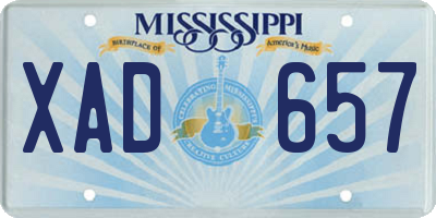 MS license plate XAD657