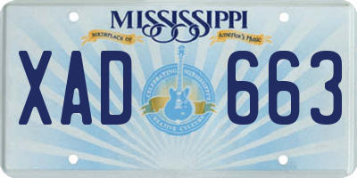 MS license plate XAD663