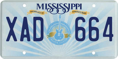 MS license plate XAD664