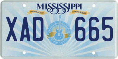 MS license plate XAD665