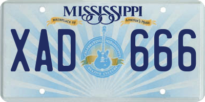 MS license plate XAD666
