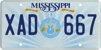 MS license plate XAD667