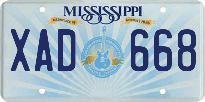 MS license plate XAD668