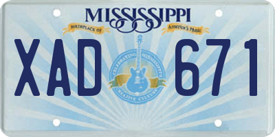 MS license plate XAD671