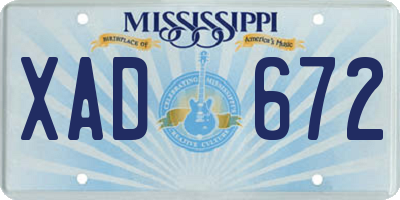 MS license plate XAD672
