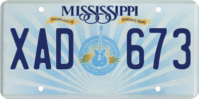MS license plate XAD673
