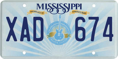 MS license plate XAD674