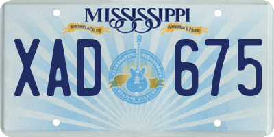 MS license plate XAD675