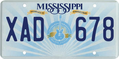 MS license plate XAD678