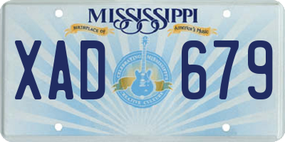 MS license plate XAD679