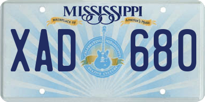 MS license plate XAD680