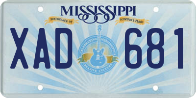 MS license plate XAD681