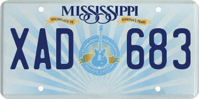 MS license plate XAD683