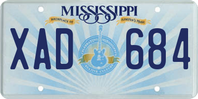 MS license plate XAD684