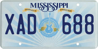 MS license plate XAD688