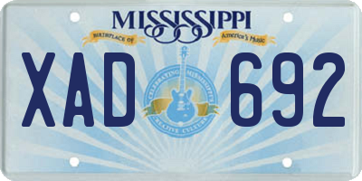 MS license plate XAD692
