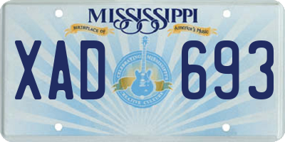 MS license plate XAD693