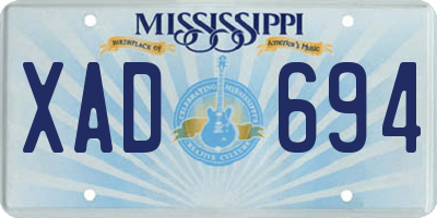 MS license plate XAD694