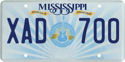 MS license plate XAD700