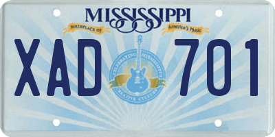 MS license plate XAD701
