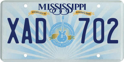 MS license plate XAD702