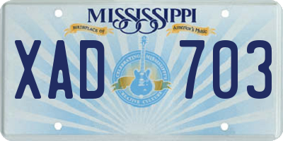 MS license plate XAD703
