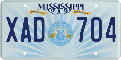 MS license plate XAD704