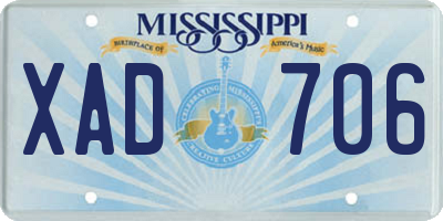 MS license plate XAD706