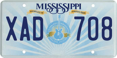 MS license plate XAD708