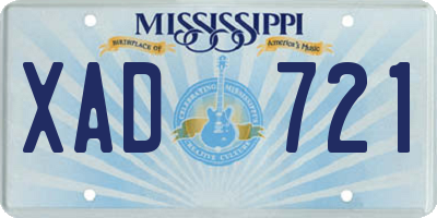 MS license plate XAD721