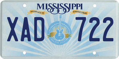 MS license plate XAD722